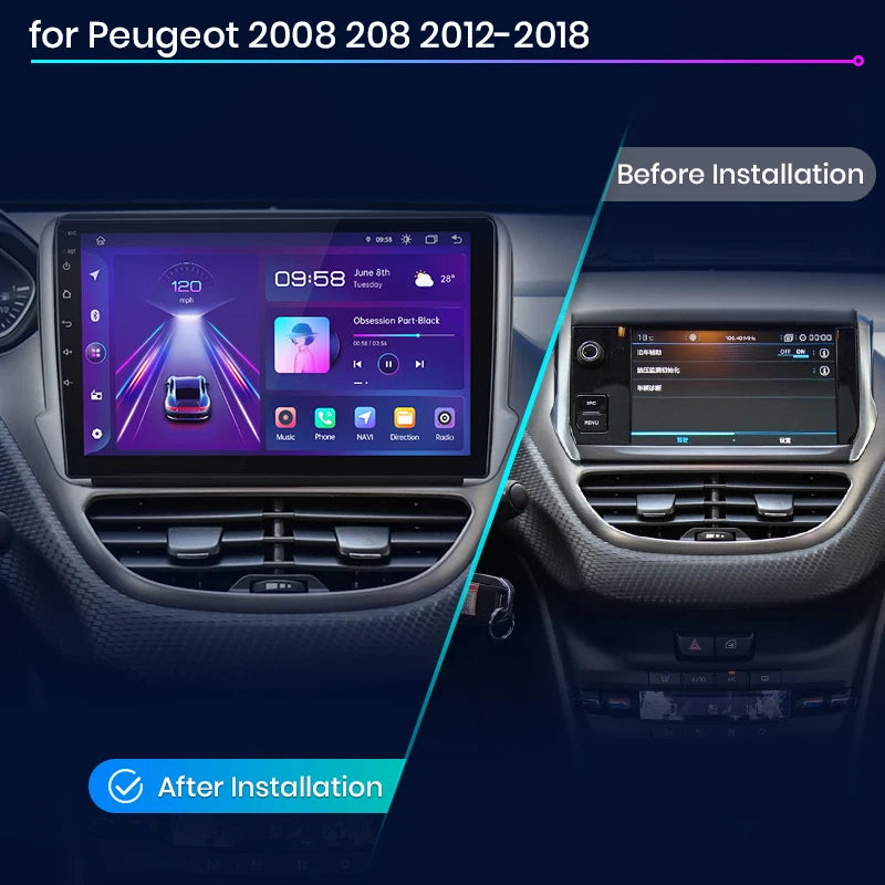 CAR PLAY pour  Peugeot 2008 et 208 de 2012 à  2018 Sans Fil